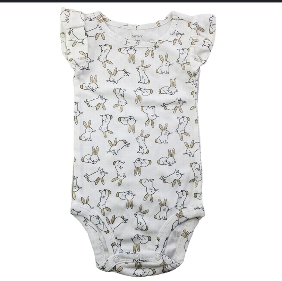 Carter's Baby Girl Infants Size 6m Bunny Rabbit Bodysuit Easter Spring Cotton - Picture 1 of 15